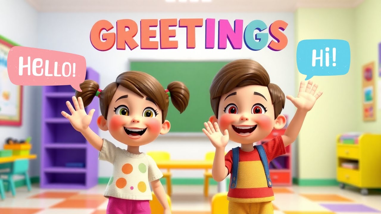 👋✨ Greetings in English | Learn to Say Hello & Hi | Easy English for Kids | Let's Learn?!