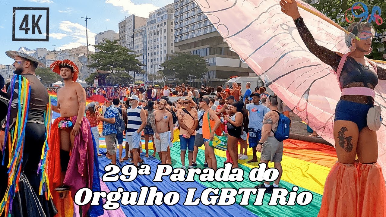 4K Walking in Copacabana during the 29th Rio LGBTI Pride Parade 🌈