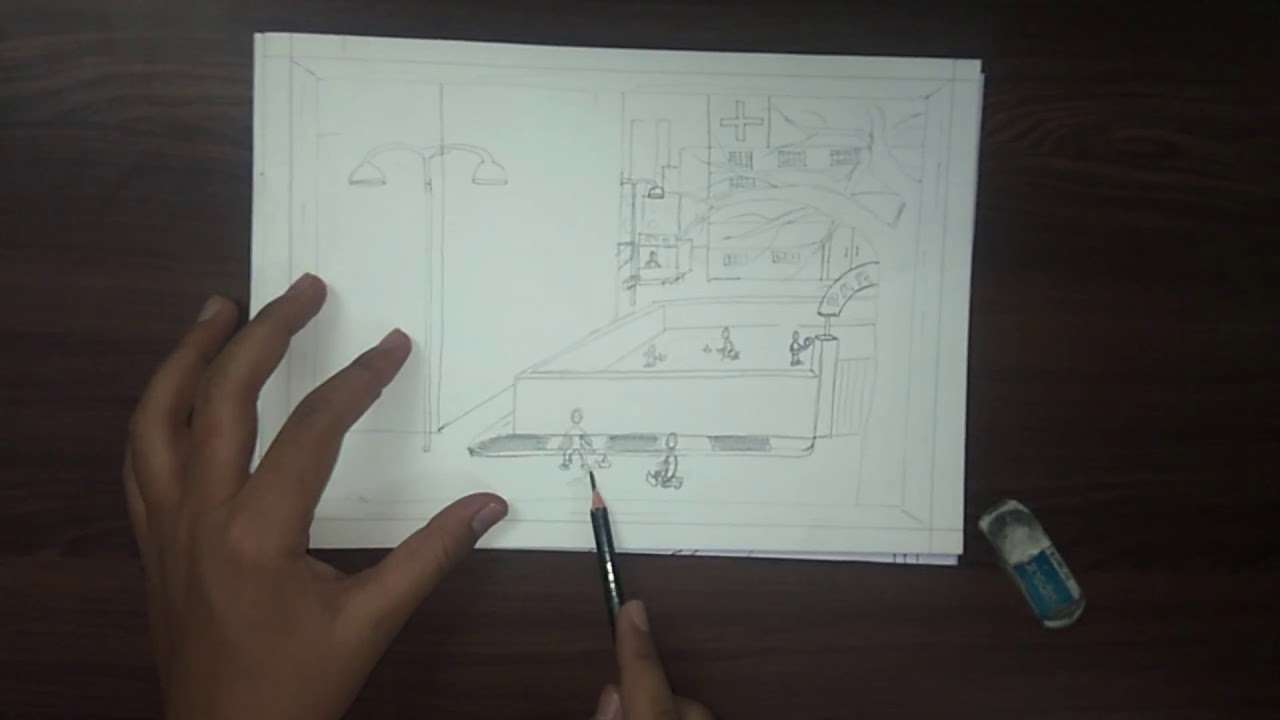 NATA 2019&ndash; Solved Drawing / It is raining and you are looking out of a window from your living room