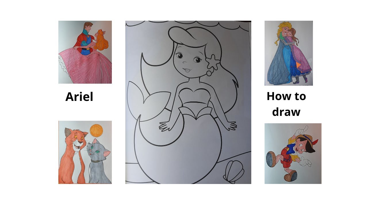 How to draw a Ariel (in color) DIY Teach children to draw For kids and parents