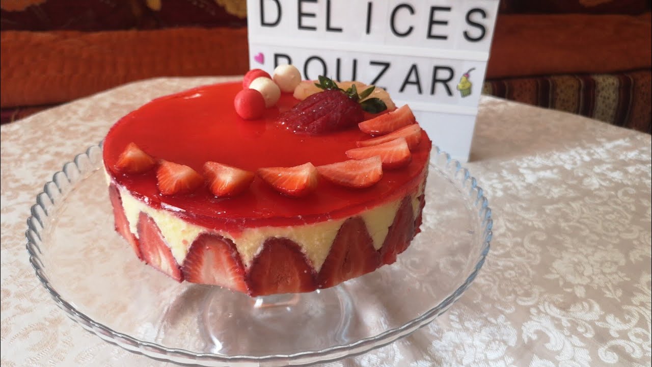 Fraisier حلوة رائعة بالفريز و الكريم موسلين