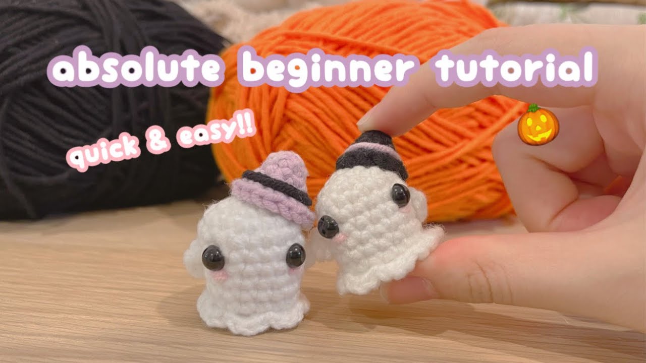 easy crochet ghost ♡ halloween crochet for beginner tutorial | crochet keychain & headband