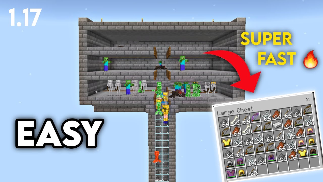 Easy Mob XP Farm 1.17 Minecraft Bedrock & Java Edition | All Mob Farm | PE, XBOX, PS4, Win10 |