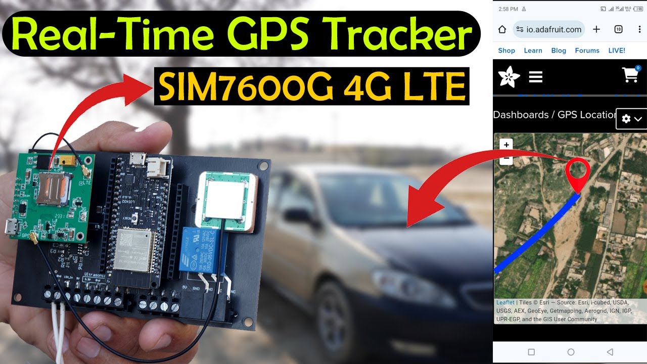 GPS-трекер в реальном времени с использованием SIM7600G 4G LTE, ESP32 и Adafruit Map