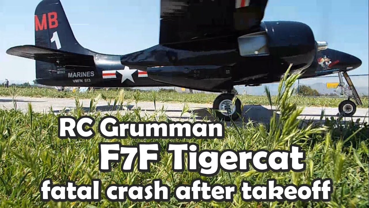 CVP - RC Grumman F7F Tigercat fatal crash after takeoff