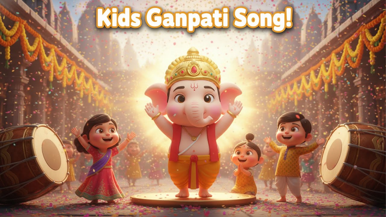 Ganpati Bappa Rhyme for Kids | Cute Animated Ganesh Ji | Rhyme Time US