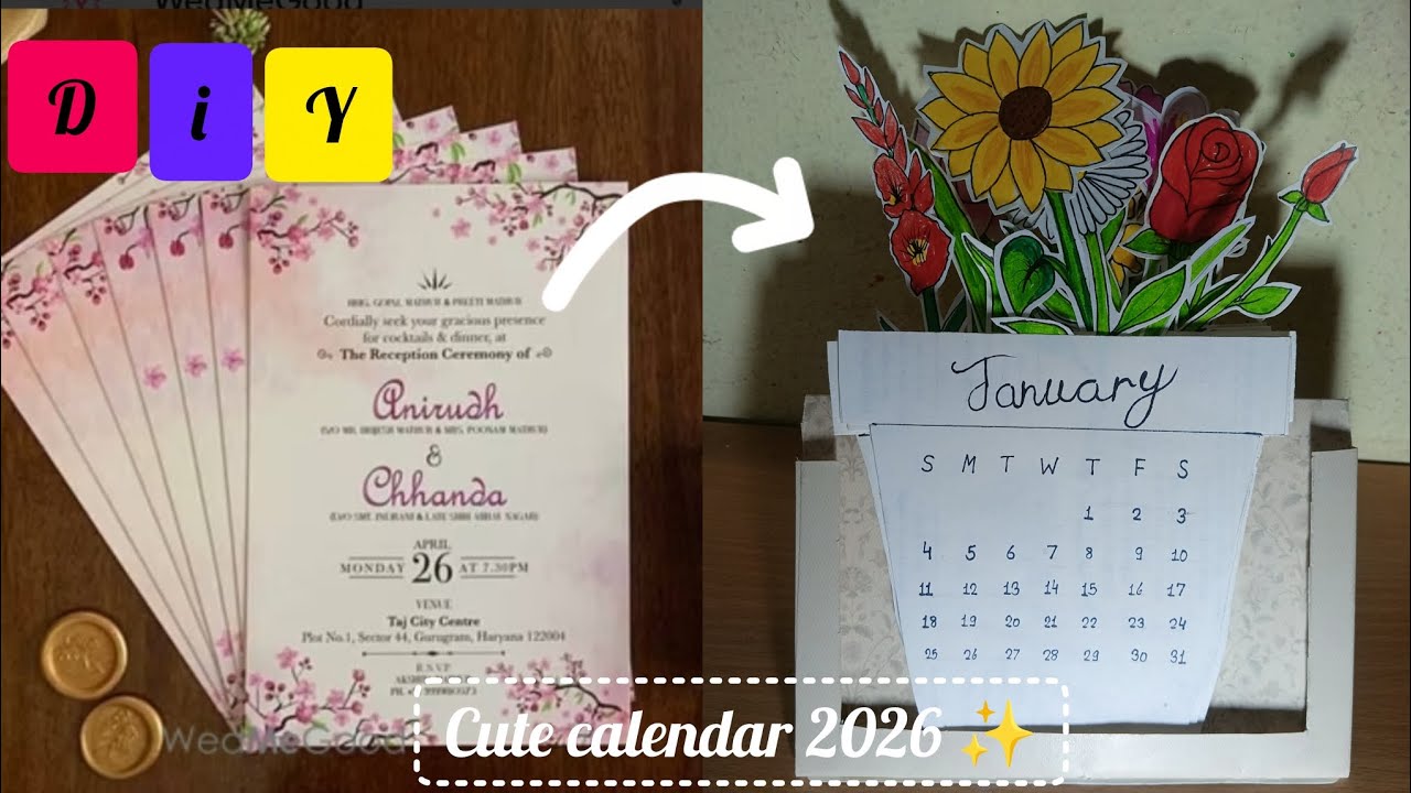 DIY 2026 Calendar Using Old Wedding Card ✂️ | Waste to Best Paper Craft | #PaperCraft #RecycleCraft