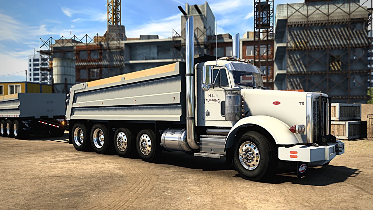 Peterbilt 357 - (Quad Axle Dump Truck) - American Truck Simulator - ATS 4K - HFG 3XX Pup Trailer