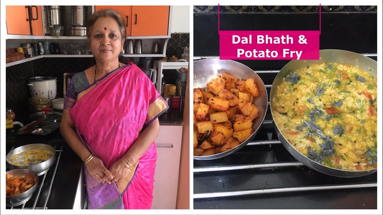 Dal Bhath & Potato Fry  !  Simple Homestyle Veg lunch Combo!!