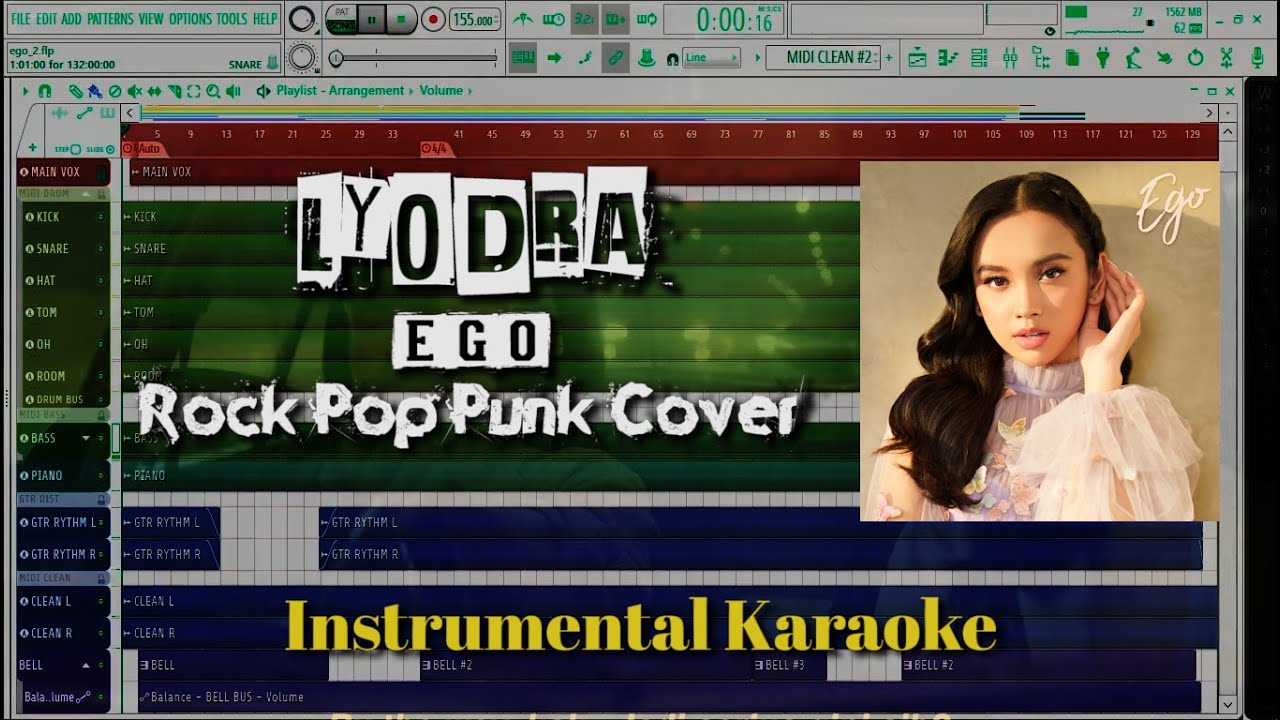 Lyodra - Ego (Rock Pop Punk Cover) Instrumental Karaoke | Band Version | Lirik Lagu