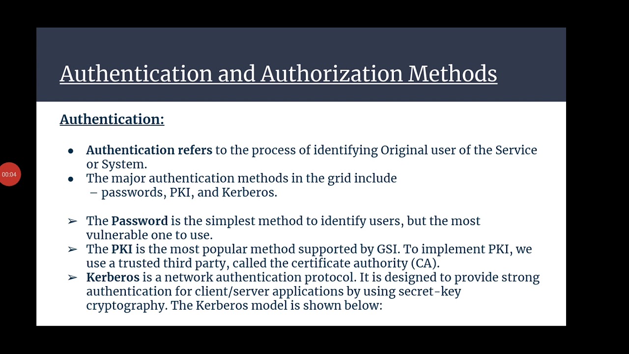 Authentication and Authorization Methods