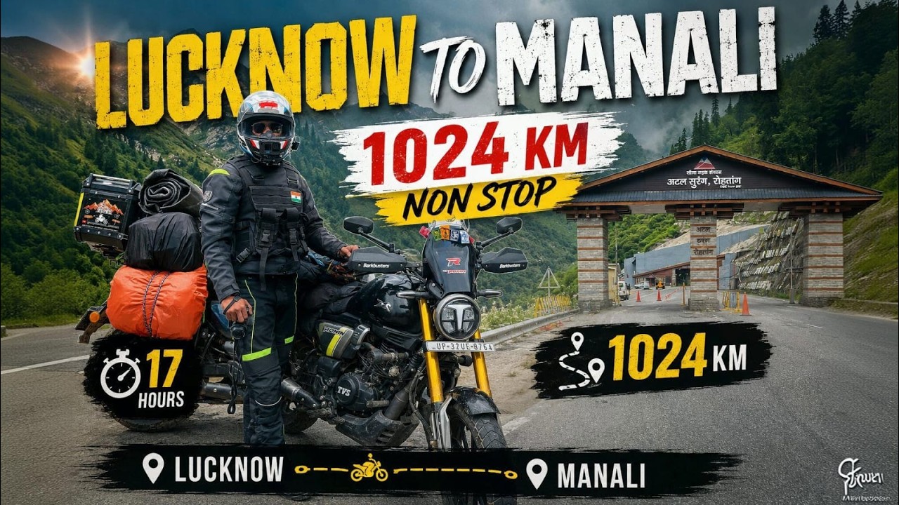 Lucknow to Manali in 17 Hours 🔥 | 1024 KM Non Stop Bike Ride | EP-1  #Ladakh2026 #TVSRonin #BikeRide