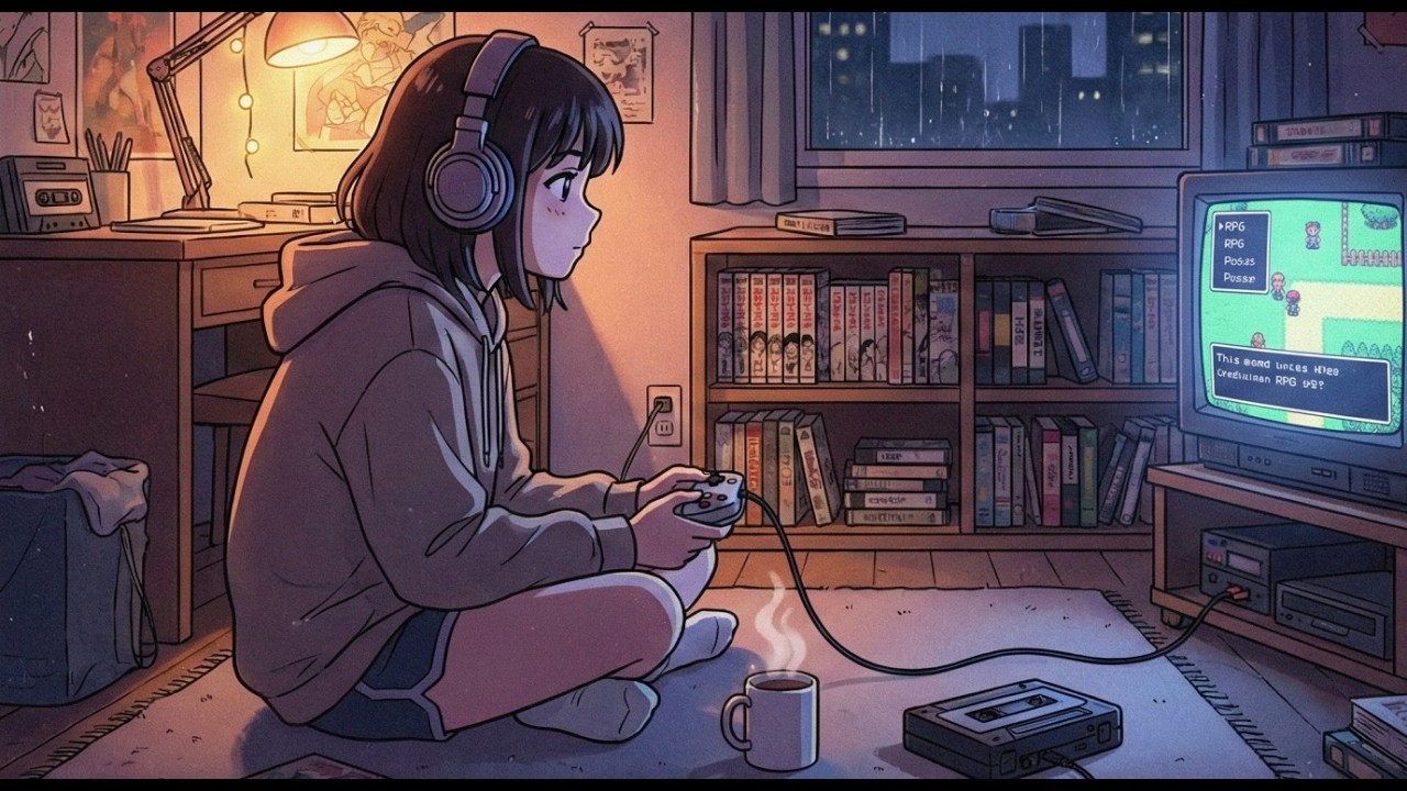 Retro Night Lo Fi 🎮  Late Night Games & Soft Beat