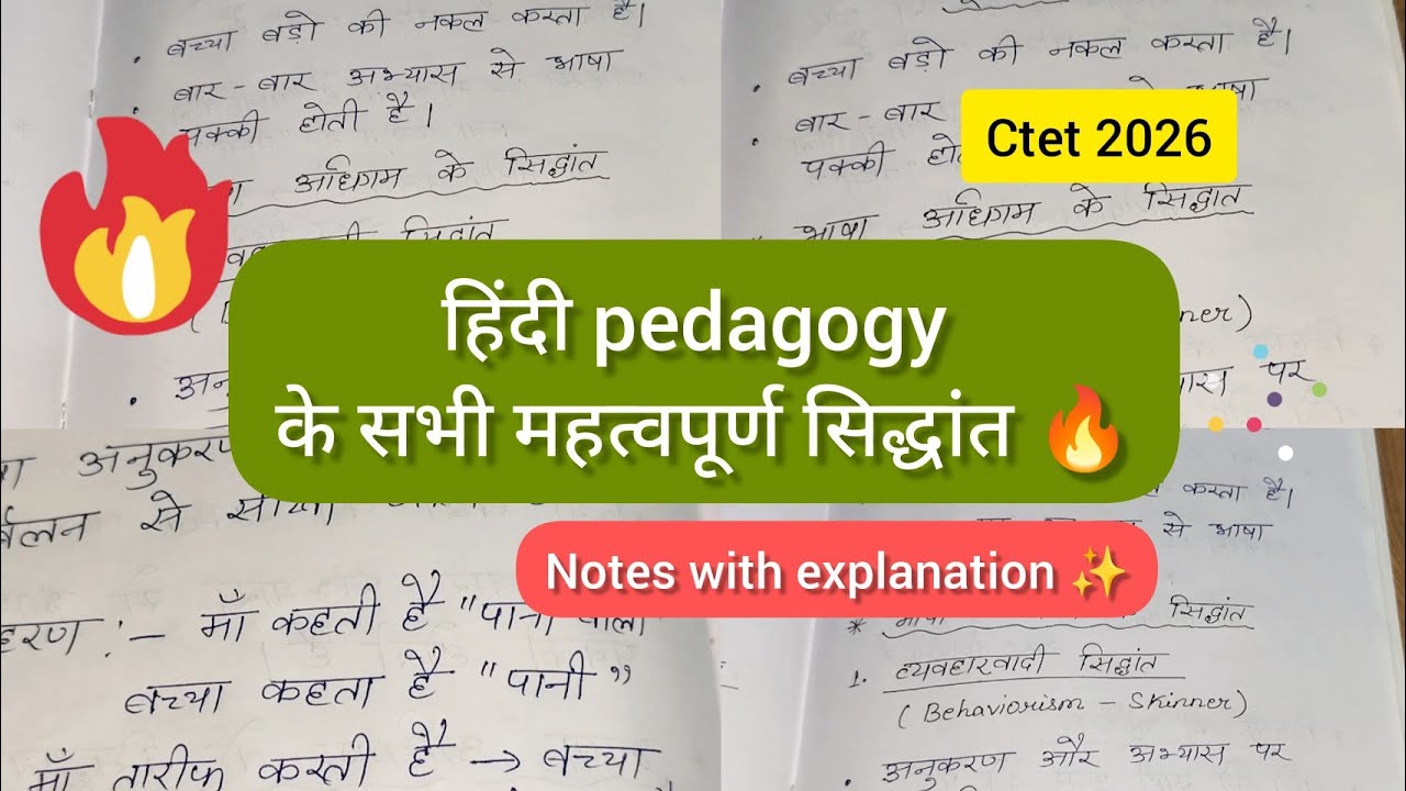 Ctet hindi pedagogy सभी सिद्धांत 🔥ll Notes + explanation ✨
