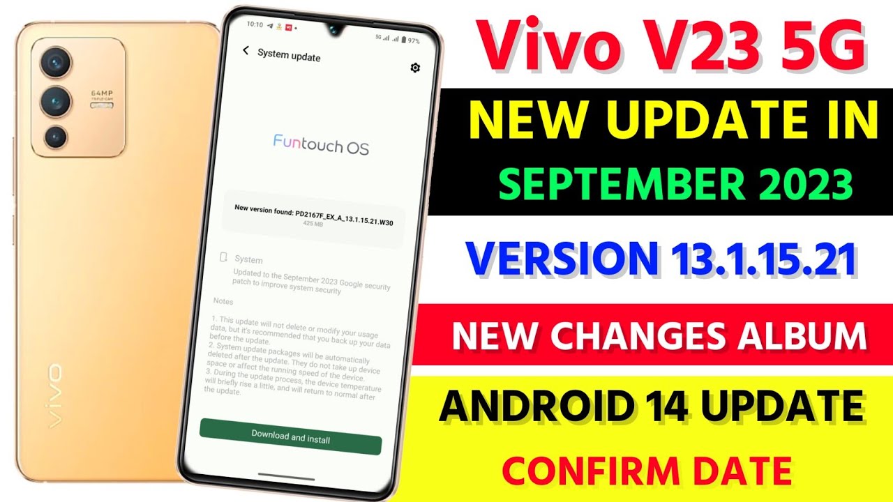 Vivo V23 5g New Update in September 2023 | Vivo V23 13.1.15.21 Update | Vivo V23 Android 14 Update