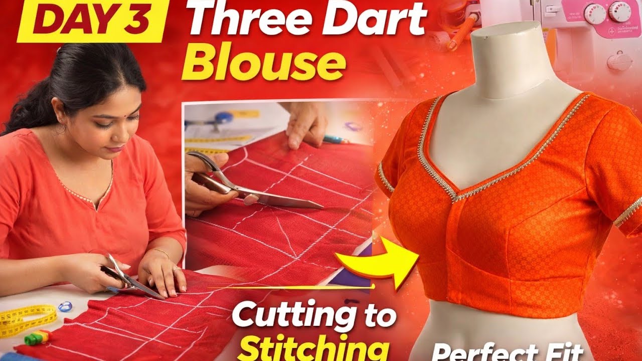 Blouse Cutting and Stitching Day 3 | 3 Dart Blouse | Beginner Class Tamil