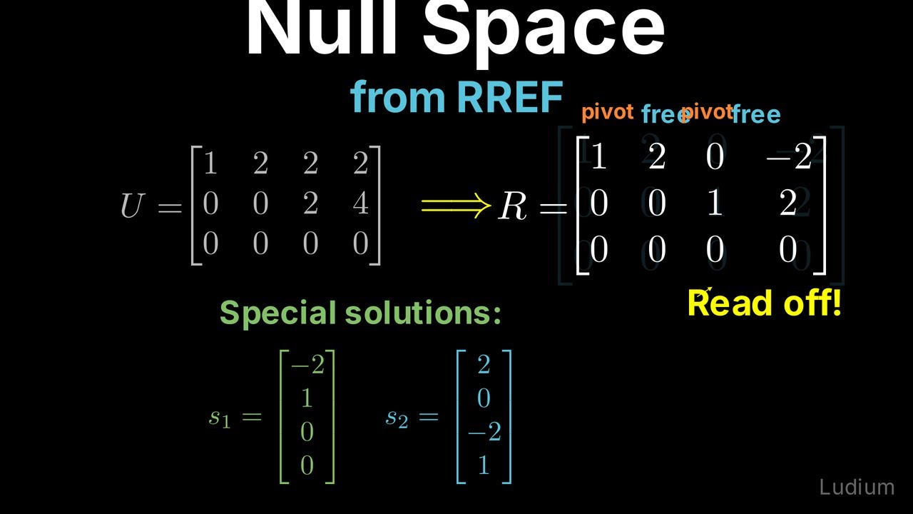 Linear Algebra — 7.3: Reading the Null Space from RREF