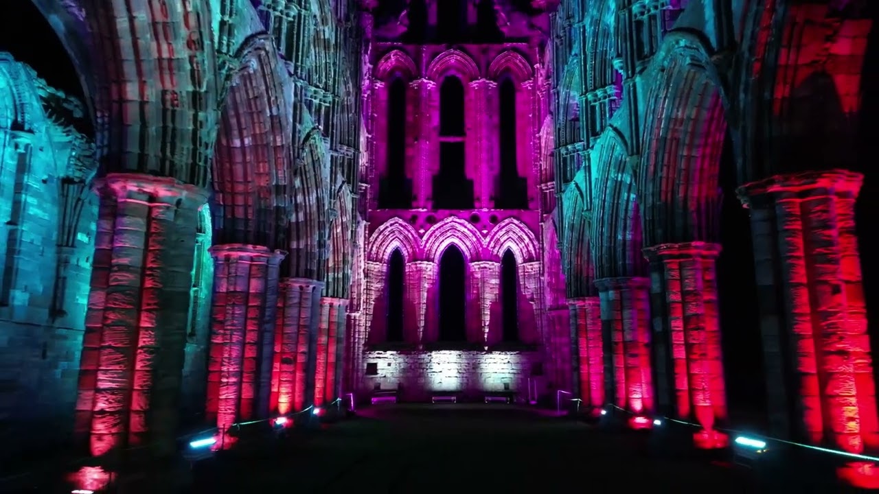 Whitby Abbey illuminated 2022 in beautiful 4K