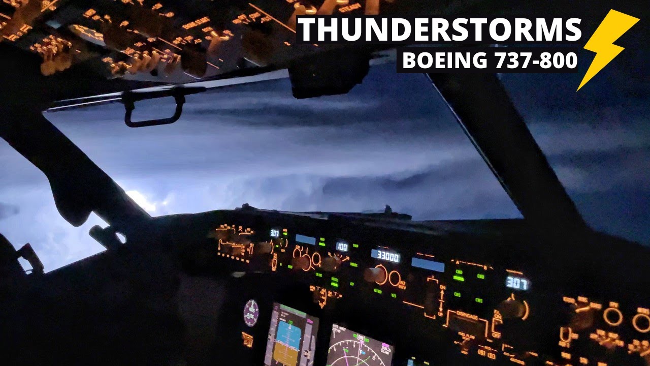 Thunderstorms from FL370 | Boeing 737-800 Cockpit View | CBs & Lightning | Pilot View [4K]