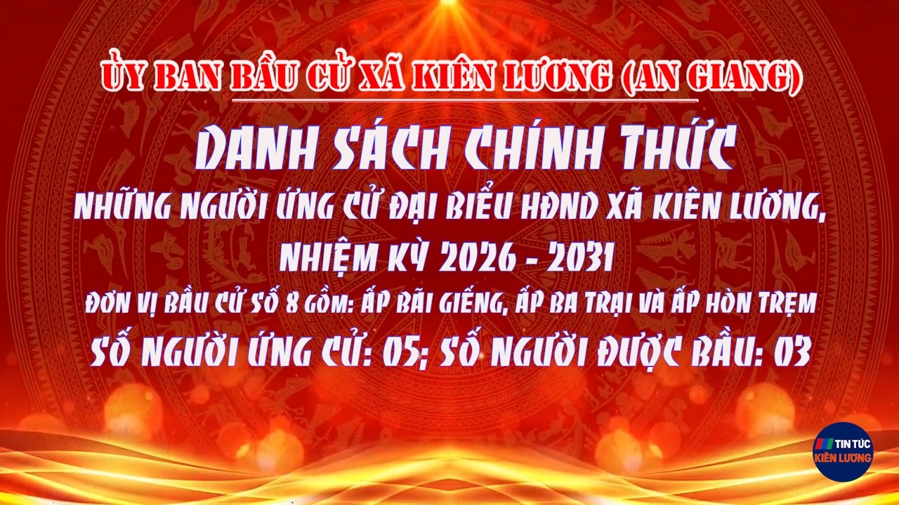 ĐƠN VỊ BẦU CỬ SỐ 08: ẤP BÃI GIẾNG, ẤP BA TRẠI VÀ ẤP HÒN TRẸM  XÃ KIÊN LƯƠNG, AN GIANG