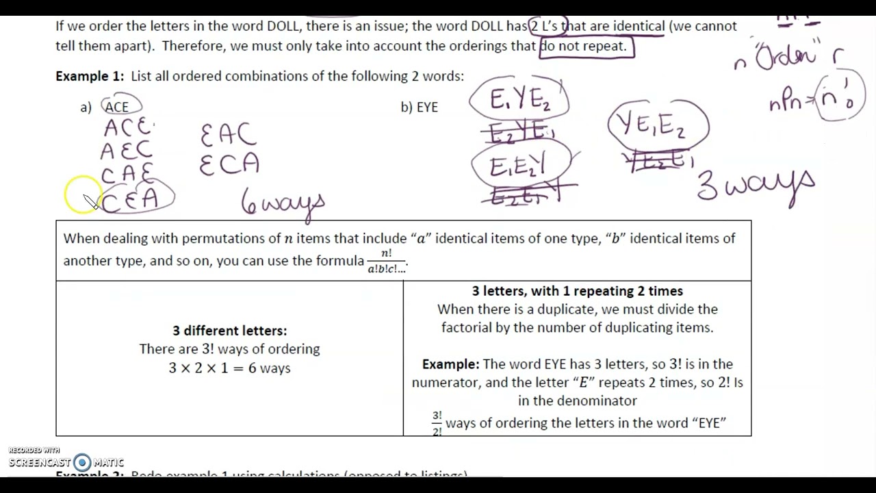 MDM4U 4.3 Permutations with Some Identical Items