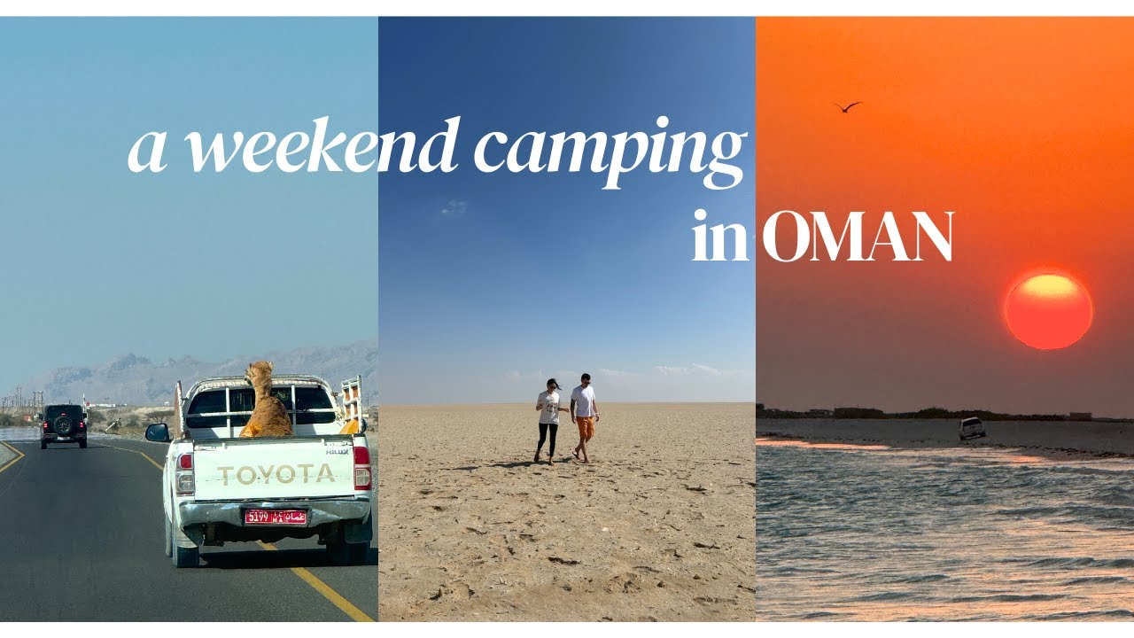 camping in Oman: off-grid, white sand beach, turquoise water & flamingoes