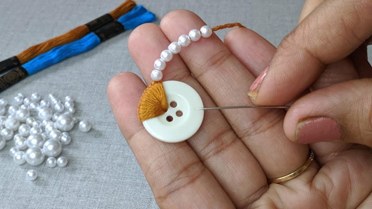 It's so Beautiful. Super Hand Embroidery Button Flower design idea.New Hand Embroidery Flower design