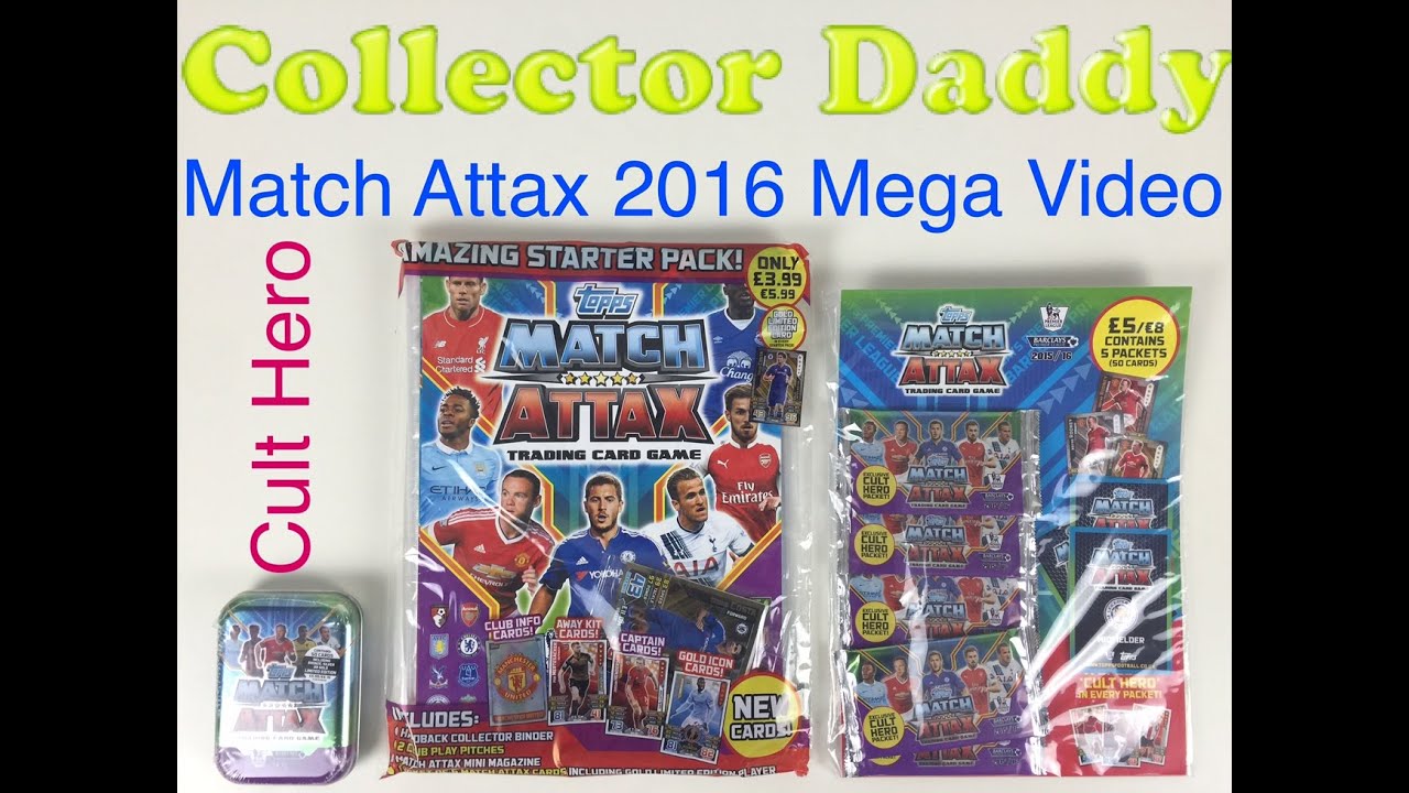 Match Attax 2016 2015 mega video with starter pack collector tin and booster pack extra cult cards