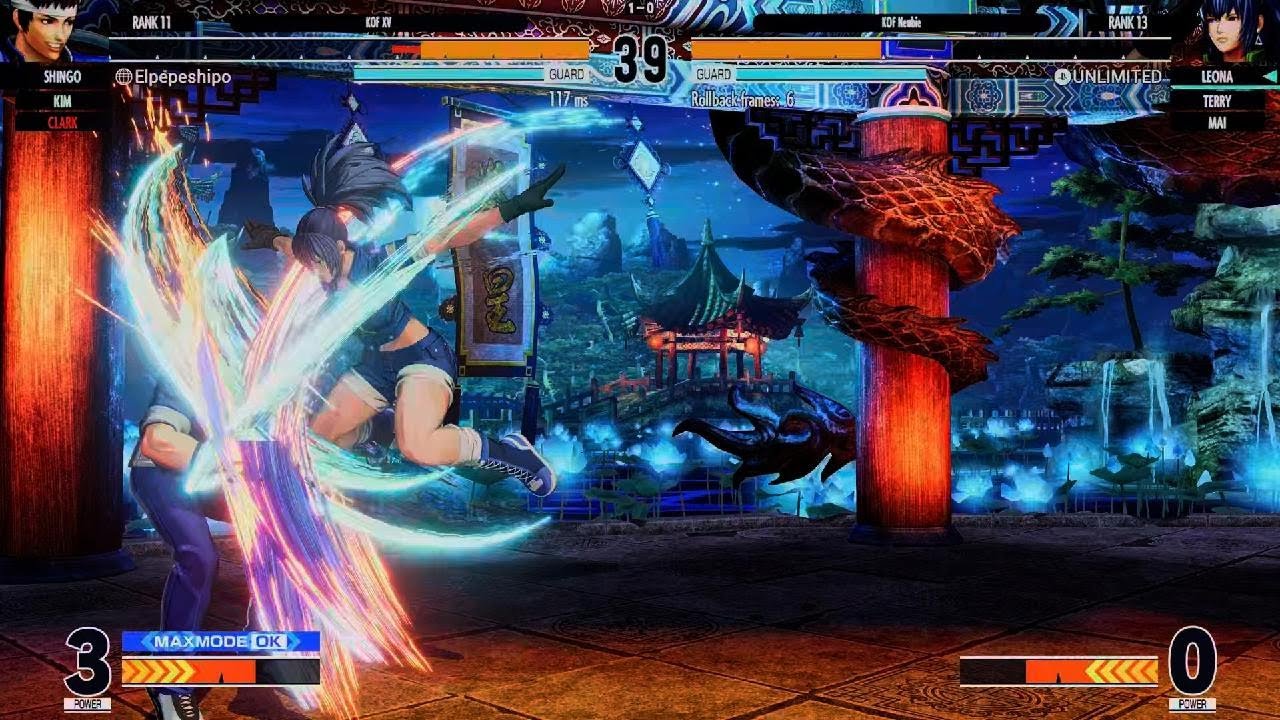 KOF XV_ Online Match. Leona & Terry vs. Clark, Shingo & Kim