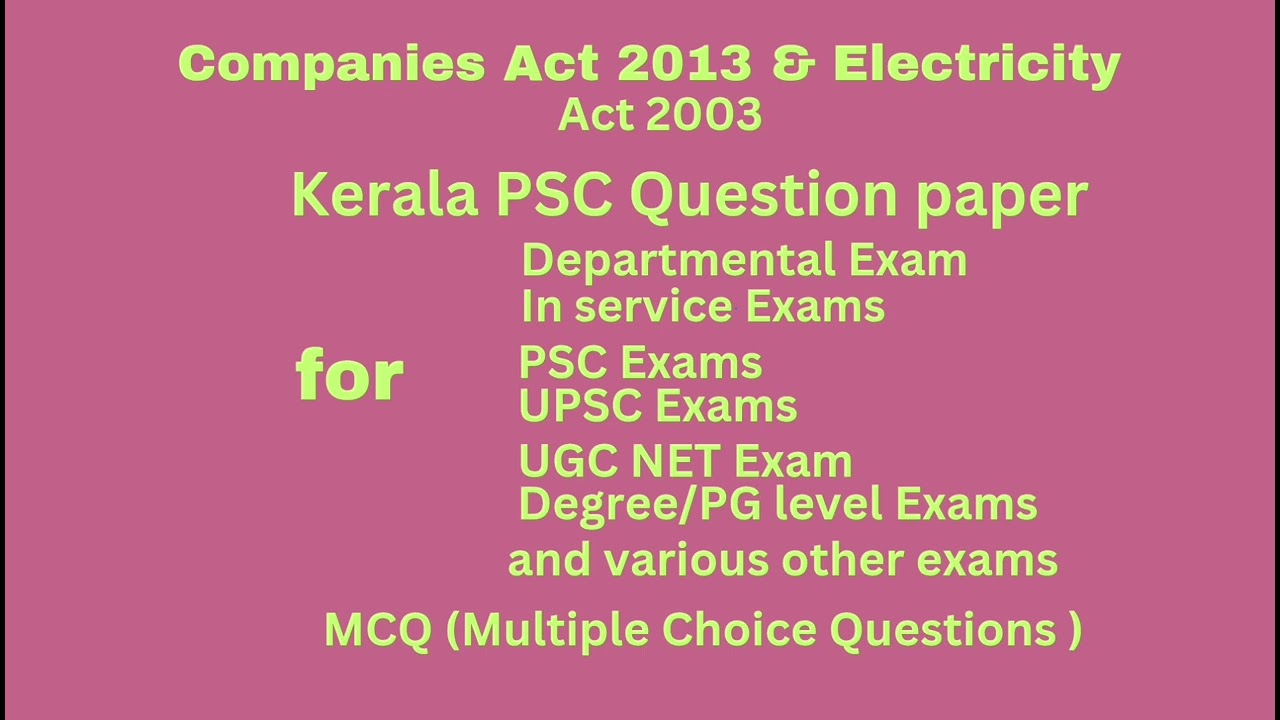 Multiple choice questions on Companies Act 2013 and Electricity Act 2003 