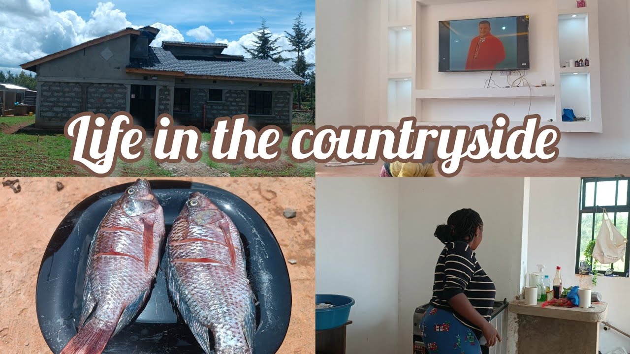 Kitchen cleaning and cooking  fish // living slowly in the village  // planting grass   