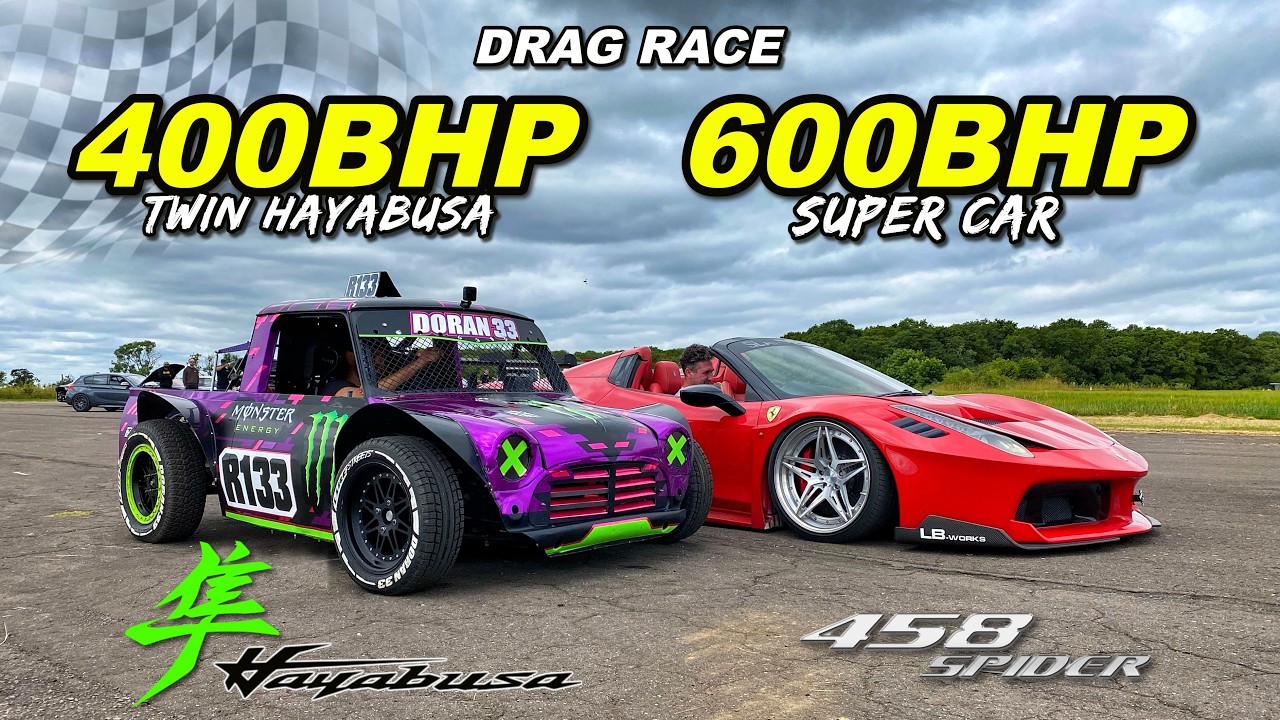 TWIN HAYABUSA MINI против FERRARI 458 SPIDER