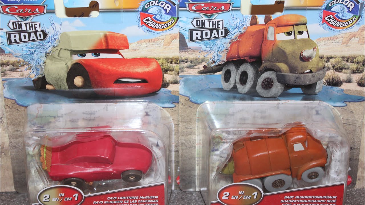 Mattel Disney Cars on Road 2023 Color Changers Cave Lightning McQueen & Baby Quadratorquoosaur