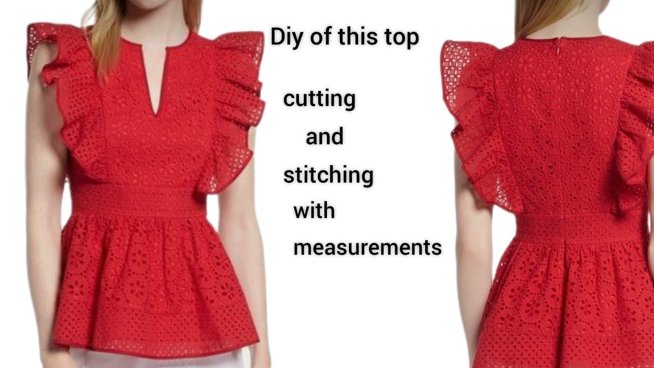 Peplum top❤️cutting and stitching/ruffle top cutting and stitching/frill top design/StitchwithSneha