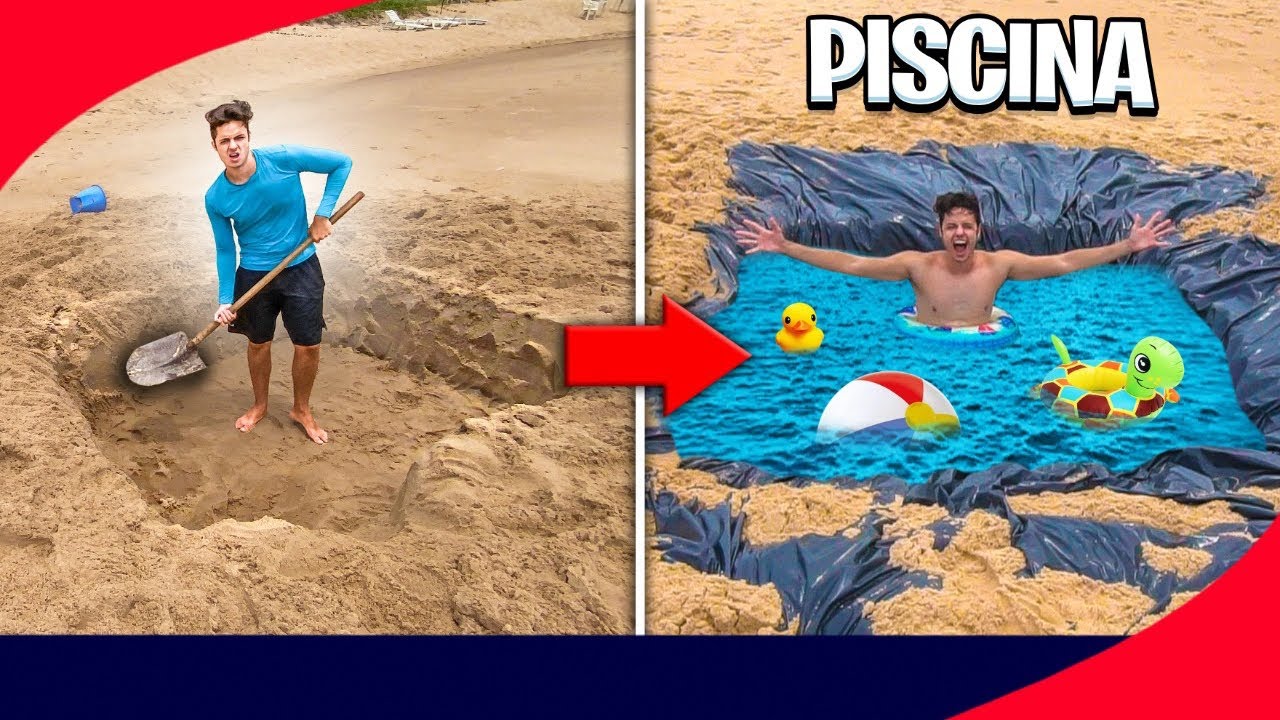 CONSTRUIMOS UMA PISCINA NA AREIA DA PRAIA!
