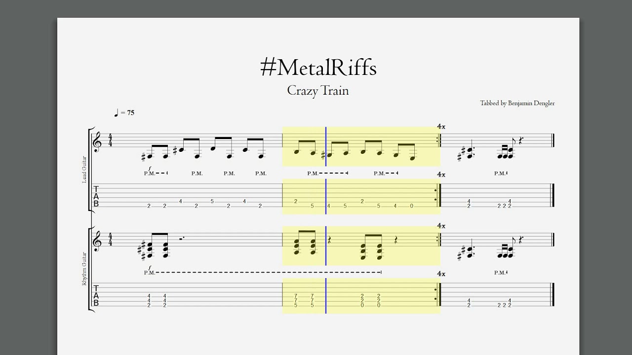 Crazy Train  I  GuitarTrack 75bpm