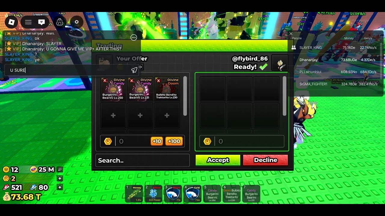 THIS SLAYER GUY SCAMMED MY 3 DIVINES 😭😭 in Escape Tsunami for Brainrot