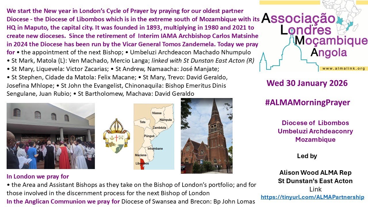 ALMA morning prayer is led by Alison Wood, ALMA Rep at St Dunstan East Acton.