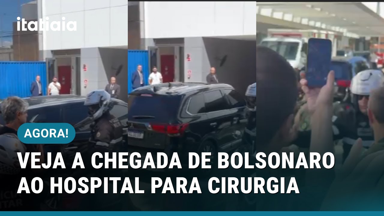 VEJA MOMENTO DA CHEGADA DE JAIR BOLSONARO AO HOSPITAL PARA CIRURGIA DE H&Eacute;RNIA INGUINAL