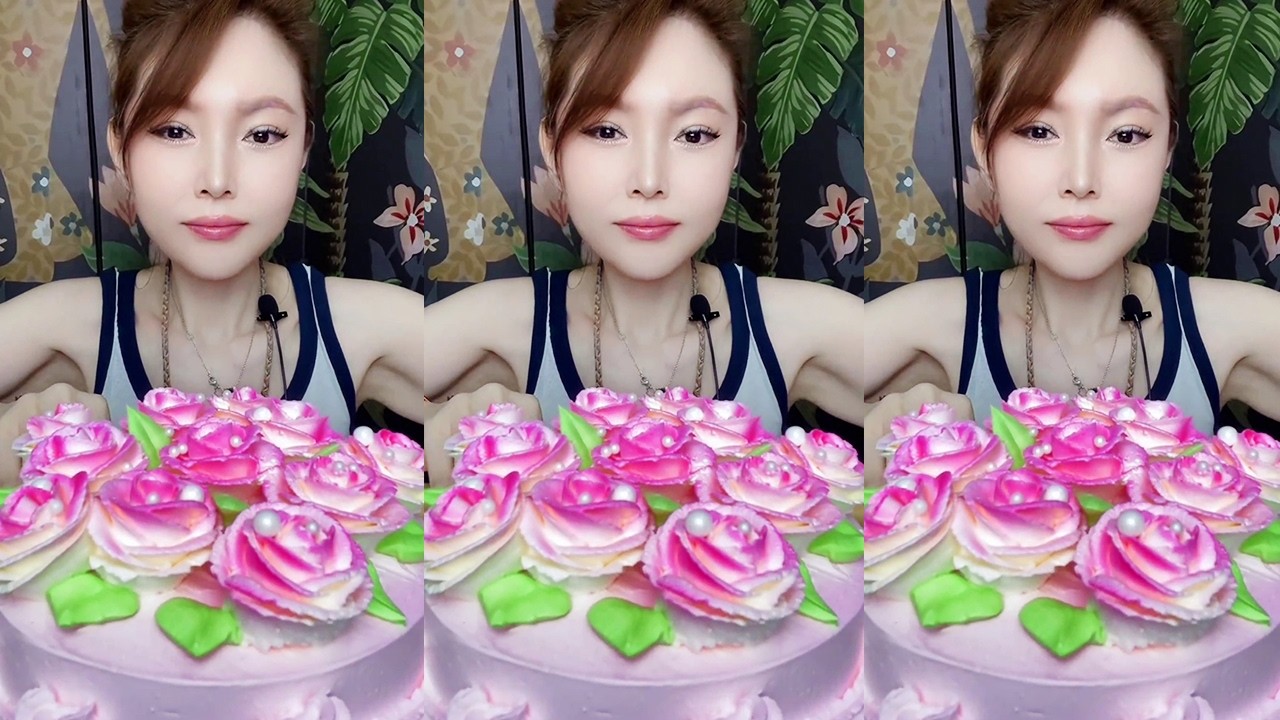 ASMR | Vegetable butter decorated cake#cakeasmr   #kwai #mukbang #cakeeatingshow