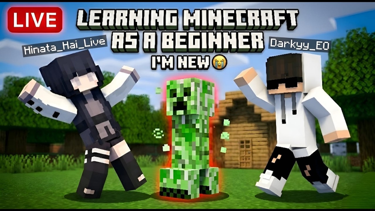 😭 I'm NEW to MINECRAFT! Learning as a Complete Beginner LIVE 😂 w/ Dark Elite Op | Hinata's Live