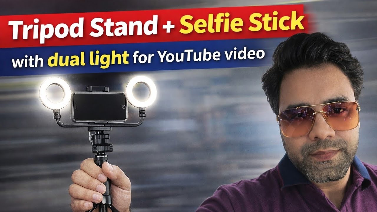 Youtube Video ke liye Best Tripod + Selfie Stick Dual Light ke Sath #tripod #selfiestick #youtube 