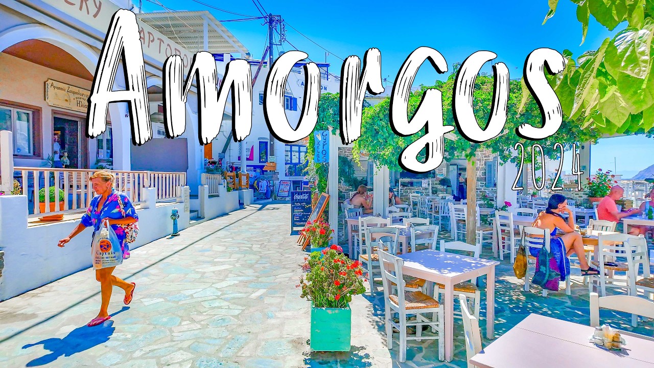 Amorgos Greece, Aegiale, walking tour 4k, vlog, very calm island, Greece 2024