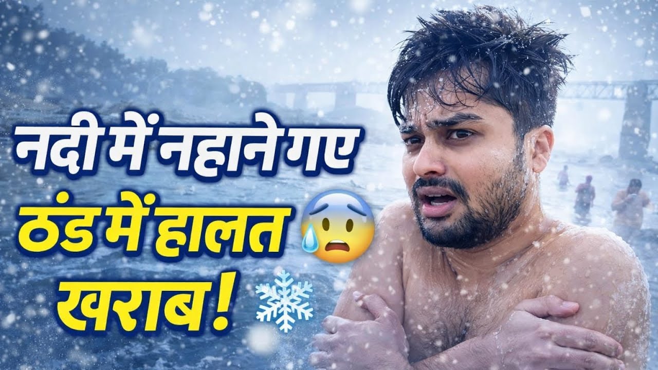 Nadi mein nahane gaya thand hua halat kharab!￼🥶🥶