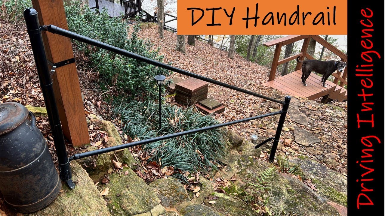 DIY Outdoor Handrail:  How To Build Handrail On Stone Steps Using Inexpensive Fence Material