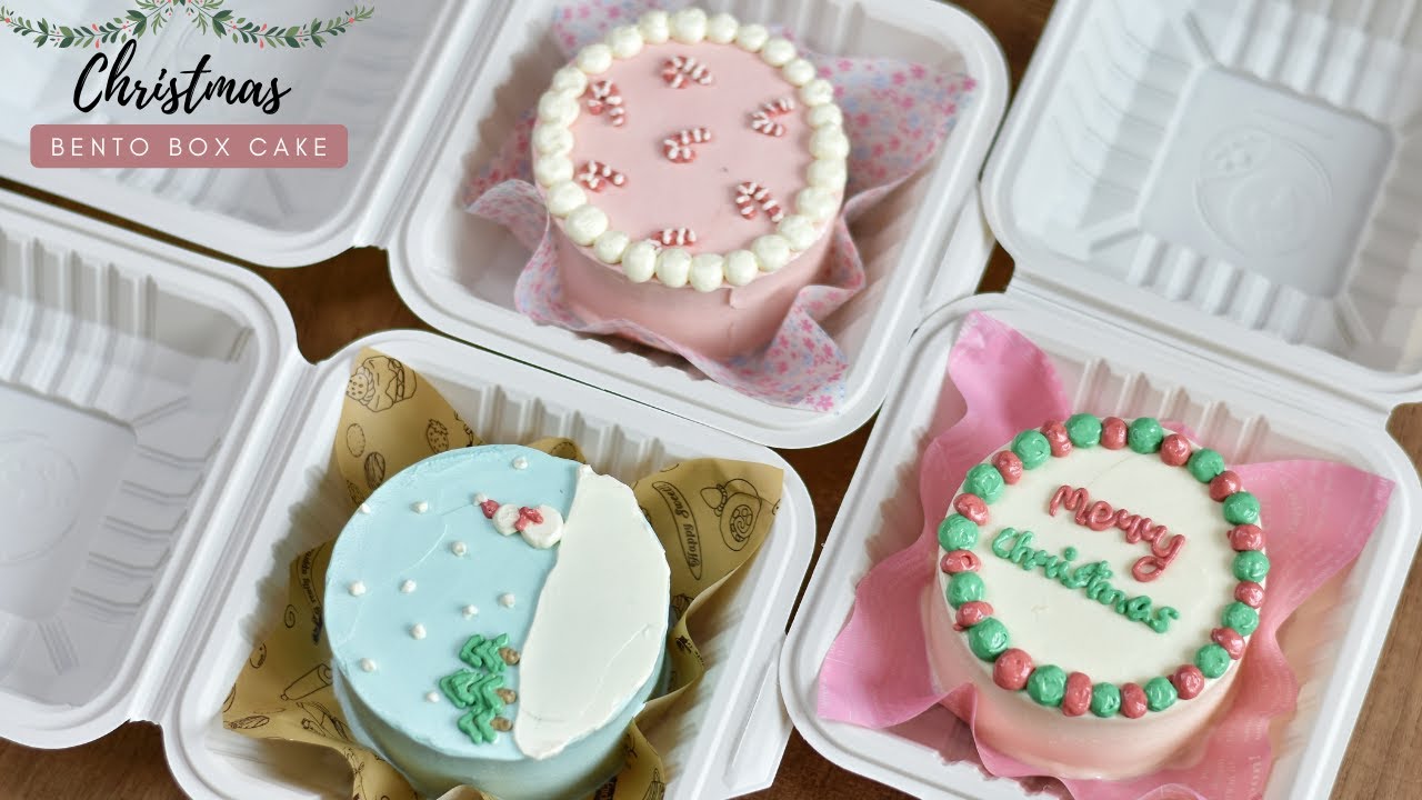 Christmas Bento Box Cakes: How to make and package bento box cakes (christmas edition)