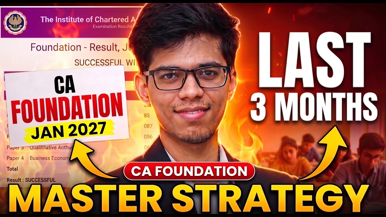 0 se START? CA FOUNDATION JANUARY 2027 MASTER STATEGY🔥CA foundation January 2027 strategy | ICAI