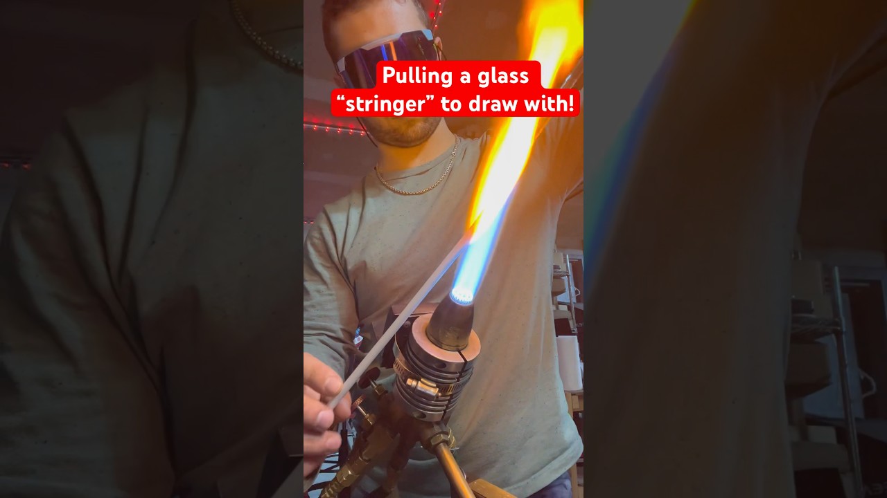 I use this to draw onto another piece of glass  #howto #pullingastringer #glassblowing #glassarts ￼