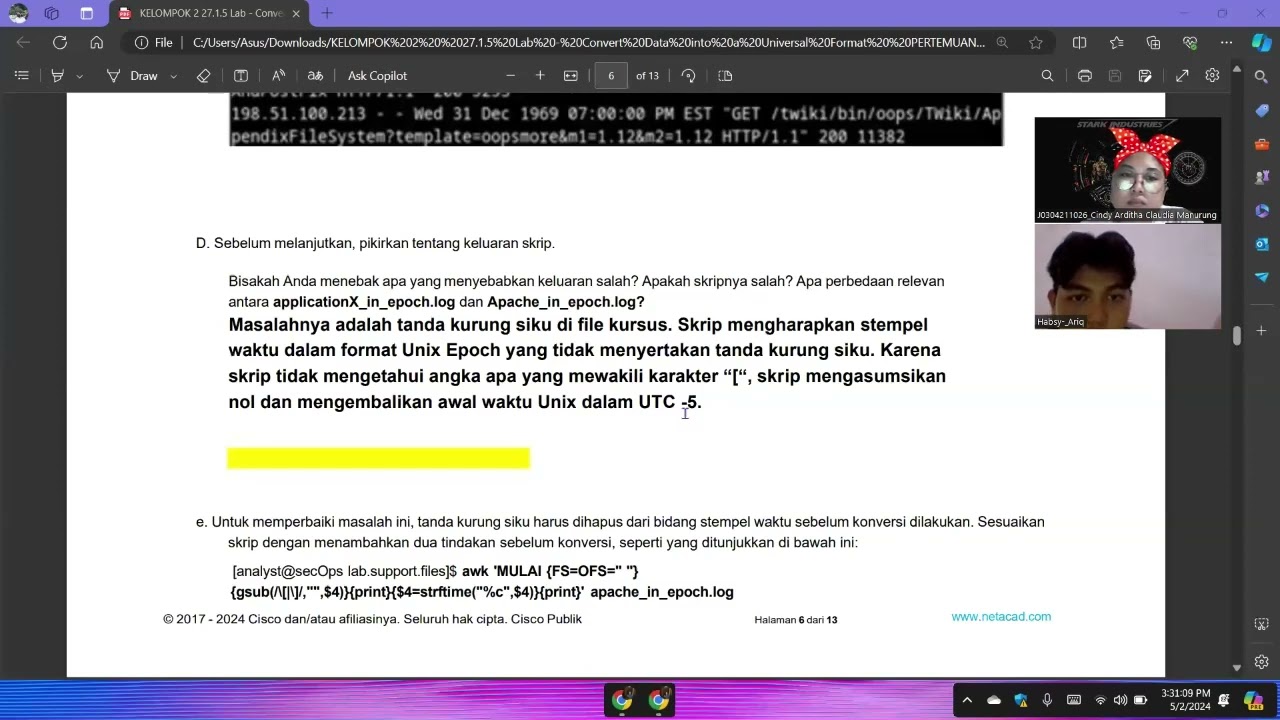 Pertemuan 11 : Lab 27.1.5 Convert Data into a Universal Format