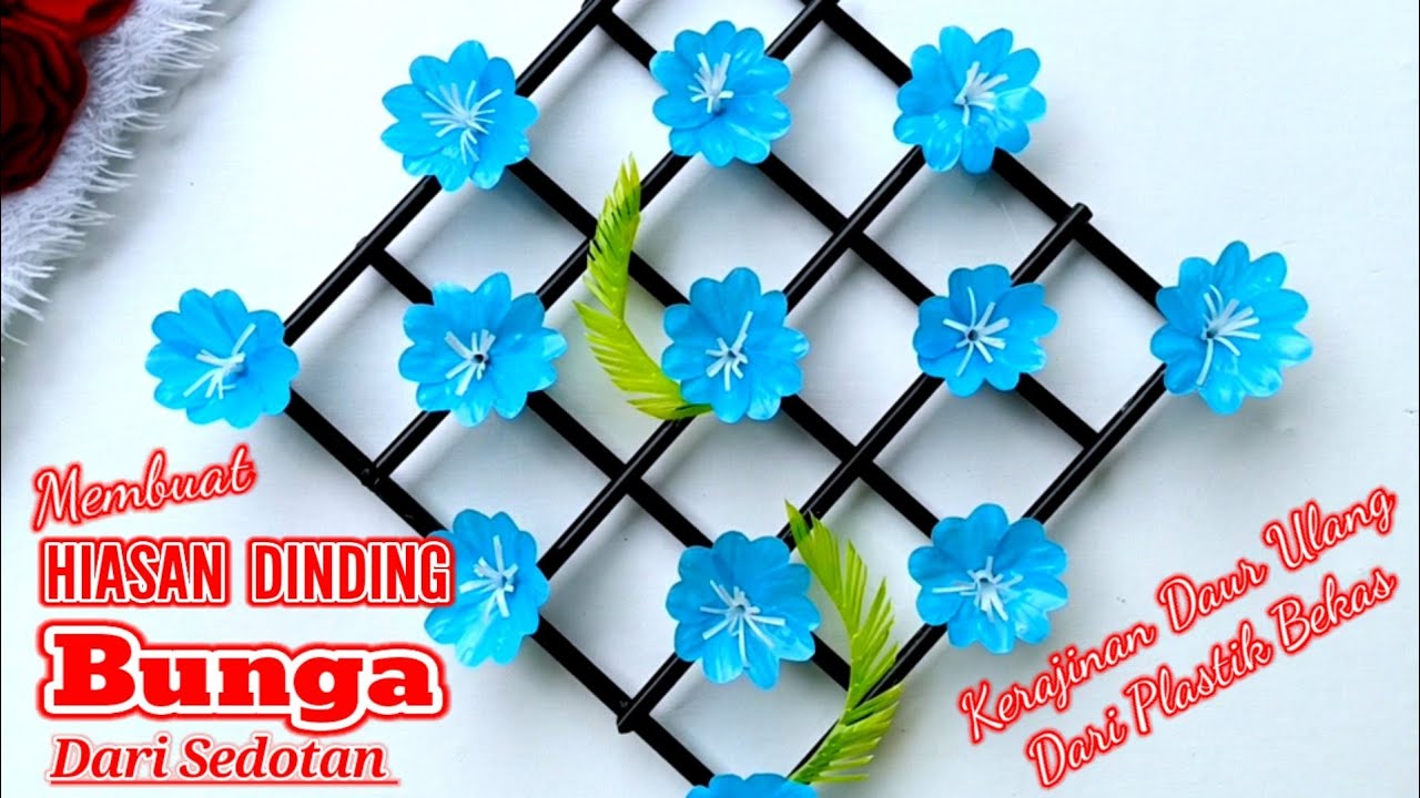 Cara Membuat Hiasan Dinding Bunga dari Sedotan / Kerajinan Daur Ulang dari Plastik Bekas